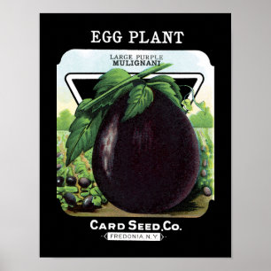 Affiche Étiquette de paquet de graine d'aubergine