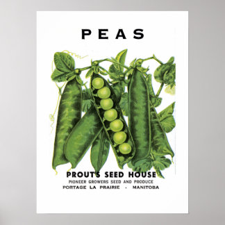 Affiche Étiquette de paquets de graines de pois