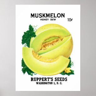 Affiche Étiquette de paquets de semences de Muskmelon