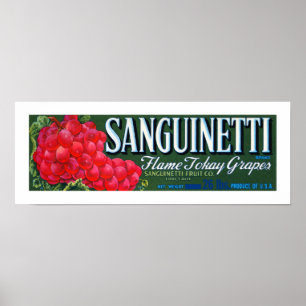 Affiche Étiquette de raisins de Sanguinetti
