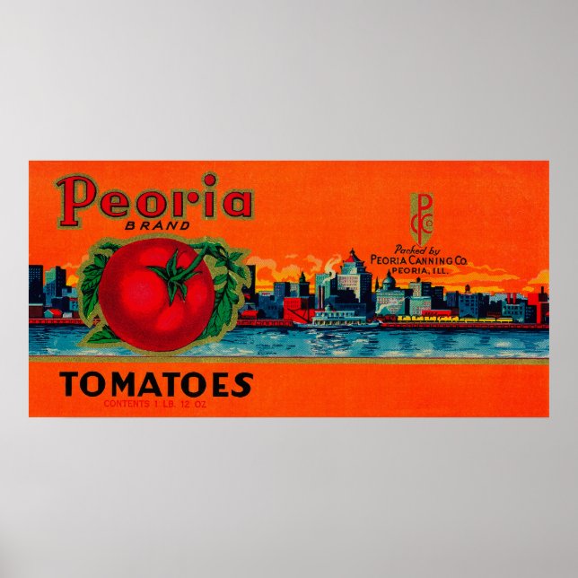 Affiche Etiquette de tomate Peoria, IL (Devant)
