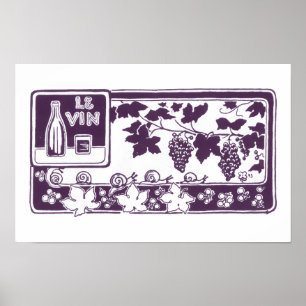 Affiche Étiquette de vin français vintage    Vignoble rust