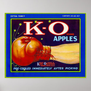 Affiche Étiquette d'emballage pour pommes K-O