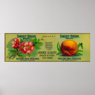 Affiche Étiquette doux de pêche de bruyère