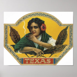 Affiche Étiquette du Texas Cigar