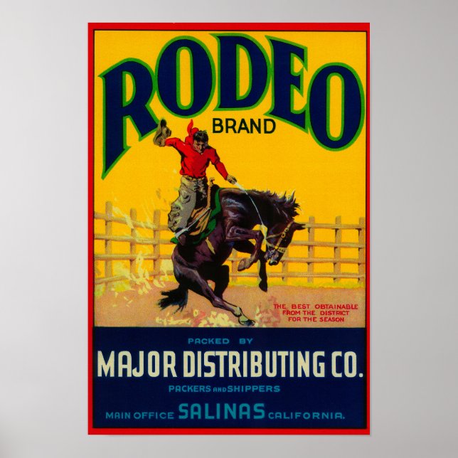 Affiche Étiquette Rodeo VegetableSalinas, CA (Devant)