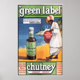 Affiche Étiquette vert CHUTNEY INDIAN MANGO Retro Alimenta