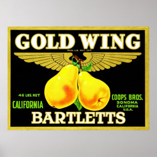 Affiche Étiquette vintage de caisse de fruit