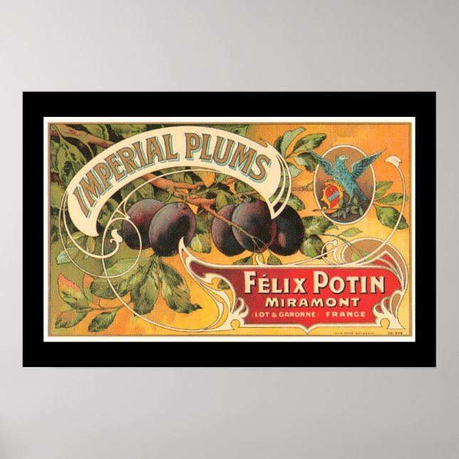 Affiche Étiquette vintage Imperial Plums (Devant)