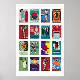 Affiche Étiquettes de boîtes d'allumettes lituaniennes en 