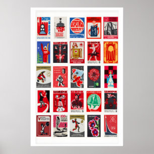 Affiche Étiquettes de boîtes d'allumettes rétro en art mur