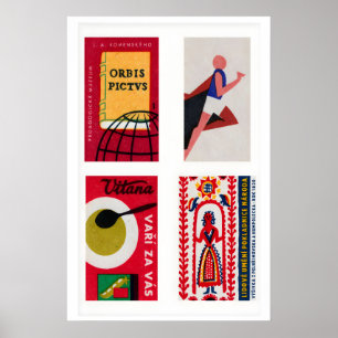 Affiche Étiquettes de boîtes d'allumettes tchécoslovaques