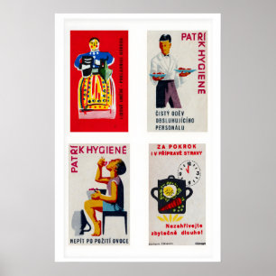 Affiche Étiquettes de boîtes d'allumettes tchécoslovaques 