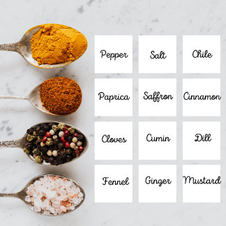 Affiche Étiquettes d'épices pour chefs cuisiniers gourmets