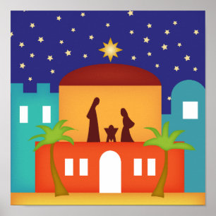 Affiche Étoile au-dessus de nativité de Noël de Bethlehem