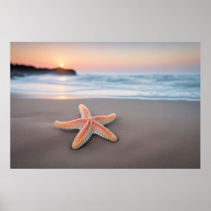 Affiche Étoile de mer allongée sur une plage