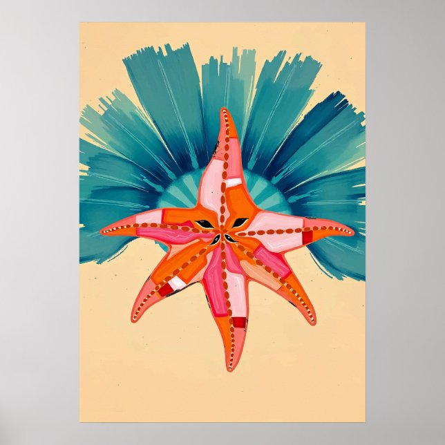 Affiche Étoile de mer radieuse Art côtier (Devant)