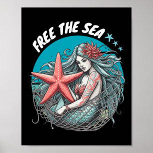 Affiche Étoile de mer sirène Mer Nature Environnementale P