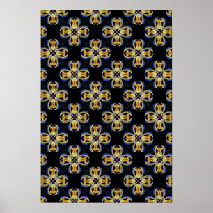 Affiche étoile d'or bleu motif sans fin