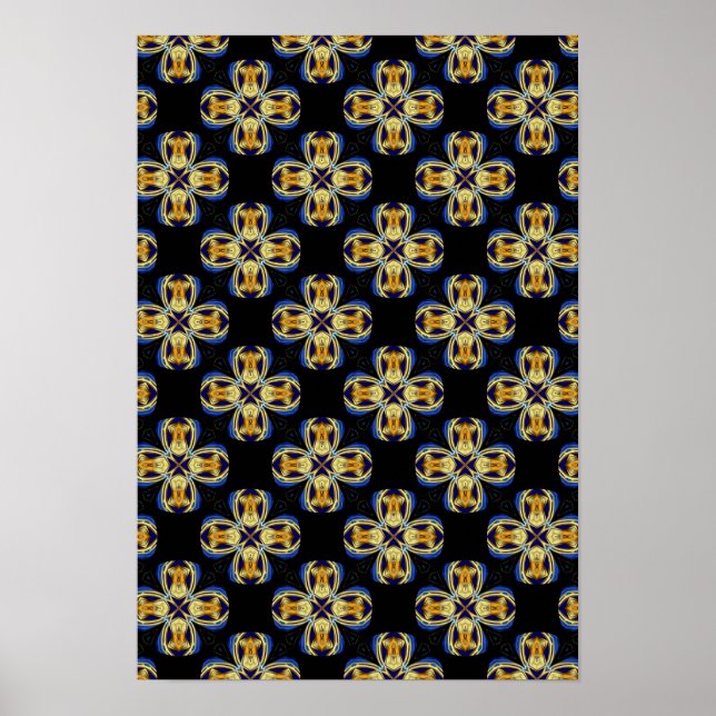 Affiche étoile d'or bleu motif sans fin (Devant)
