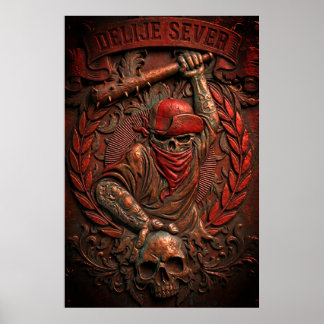 Affiche Étoilé Rouge de Belgrade Ultras Hooligan en relief