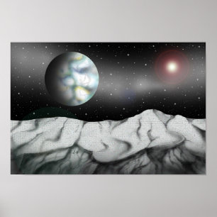 Affiche Étoiles au-delà des falaises rocheuses.