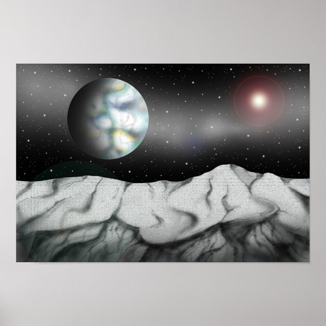 Affiche Étoiles au-delà des falaises rocheuses. (Devant)