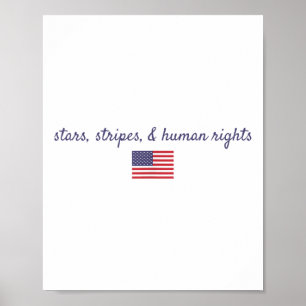 Affiche Étoiles Bandes Et Droits De L'Homme 4 Juillet Soci