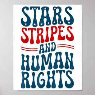 Affiche Étoiles Bandes Et Droits De L'Homme Manifestation 