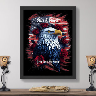 Affiche Étoiles Bandes Liberté Pour Toujours Aigle Drapeau