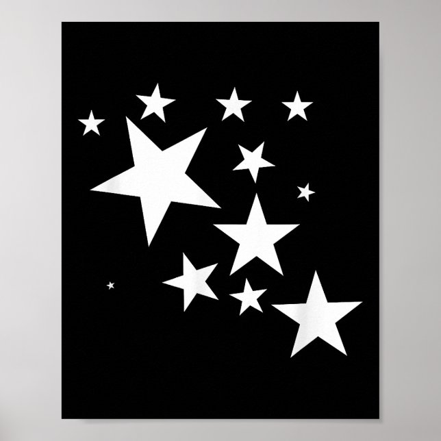 Affiche Étoiles Blanches Star-Motif-Design Costume cadeau (Devant)