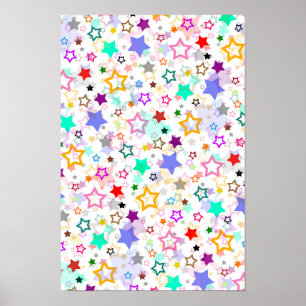 Affiche Étoiles colorées blanches