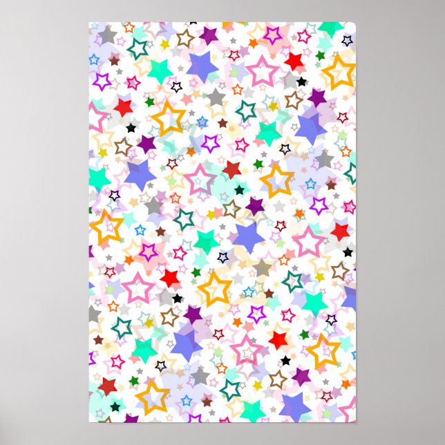 Affiche Étoiles colorées blanches  (Devant)