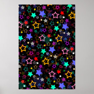 Affiche Étoiles Colorées Noires 