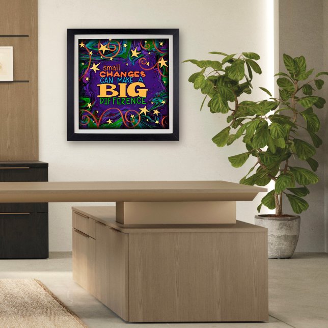 Affiche Étoiles colorées Petits changements Inspirant Sall (Fun, inspirational Classroom Poster by inspirivity )