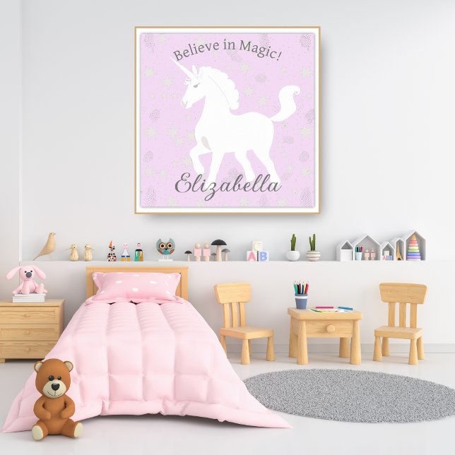 Affiche Étoiles de Licorne Rose Douce Nom pour Enfants (Créateur téléchargé)