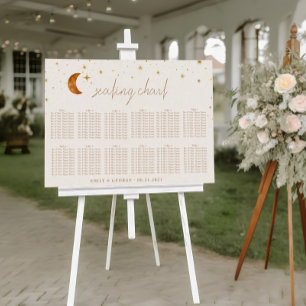 Affiche Étoiles de lune céleste vintage Carte de siège Mar