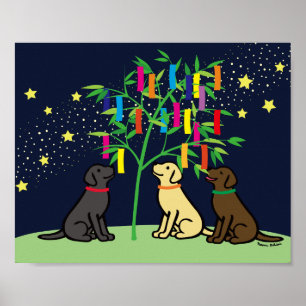 Affiche Étoiles de Tanabata labrador retriever et manière