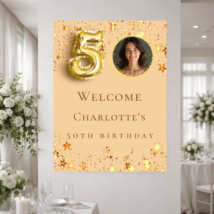 Affiche Étoiles dorées pour 50e anniversaire photo de bien