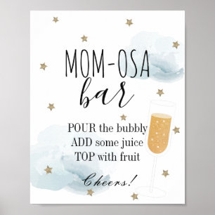Affiche Etoiles et nuages bleus Baby shower Maman-osa Bar