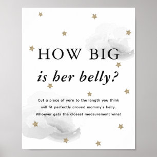 Affiche Étoiles et nuages gris Baby shower à quelle taille