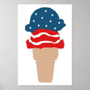 Affiche Étoiles et rayures Ice Cream Cone