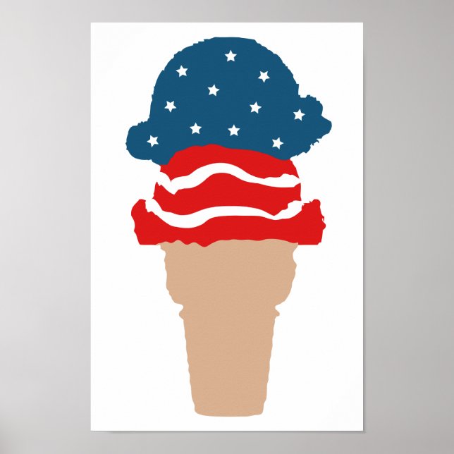 Affiche Étoiles et rayures Ice Cream Cone (Devant)