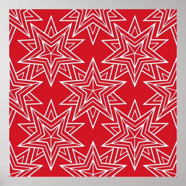 Affiche Etoiles géométriques, motif vintage transparent, c (Devant)