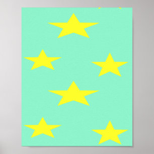 Affiche étoiles jaunes sur turquoise