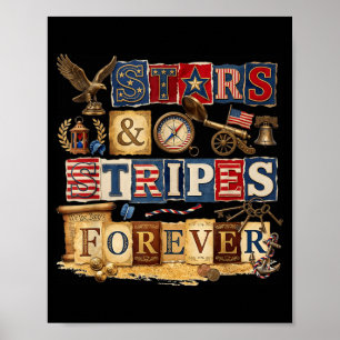 Affiche Étoiles Rayures Pour Toujours Patriotique American