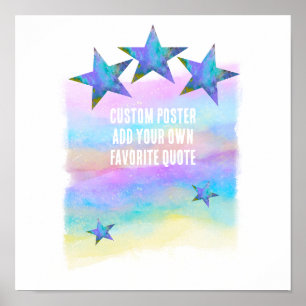 Affiche étoiles sur pastel aquarelle art ajouter votre pro