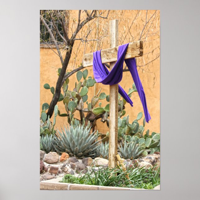 Affiche Étole violette sur une croix à l'église d'Albuquer (Devant)
