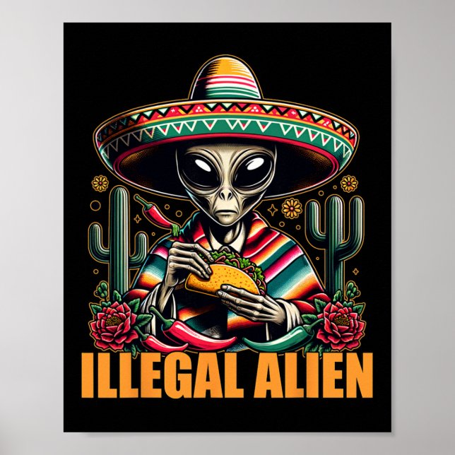 Affiche Étranger illégal Funny Cinco De Mayo Western Ufo D (Devant)
