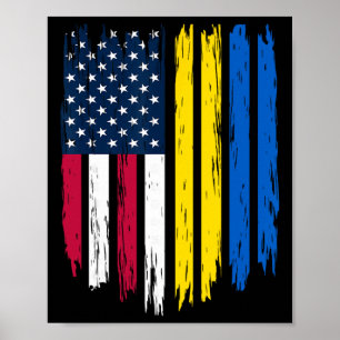 Affiche Étranger immigrant - États-Unis Ukraine Drapeau